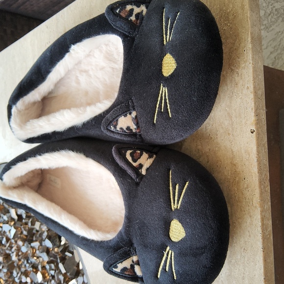 Gara Tia Black Cat Slippers with Ears and Whiskers Size 40/41 Or 9/10 - Picture 2 of 9
